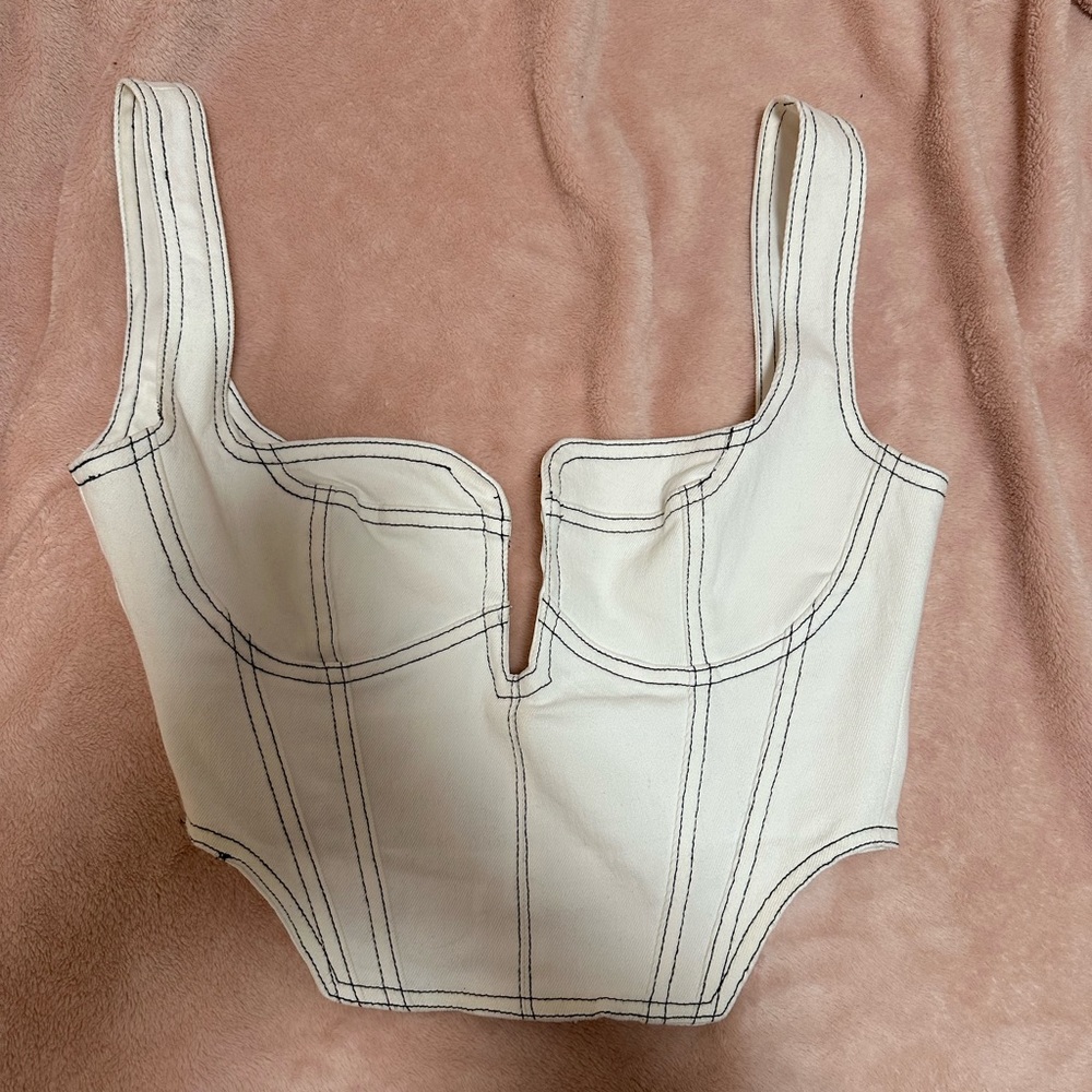 Corset white tank crop top never worn